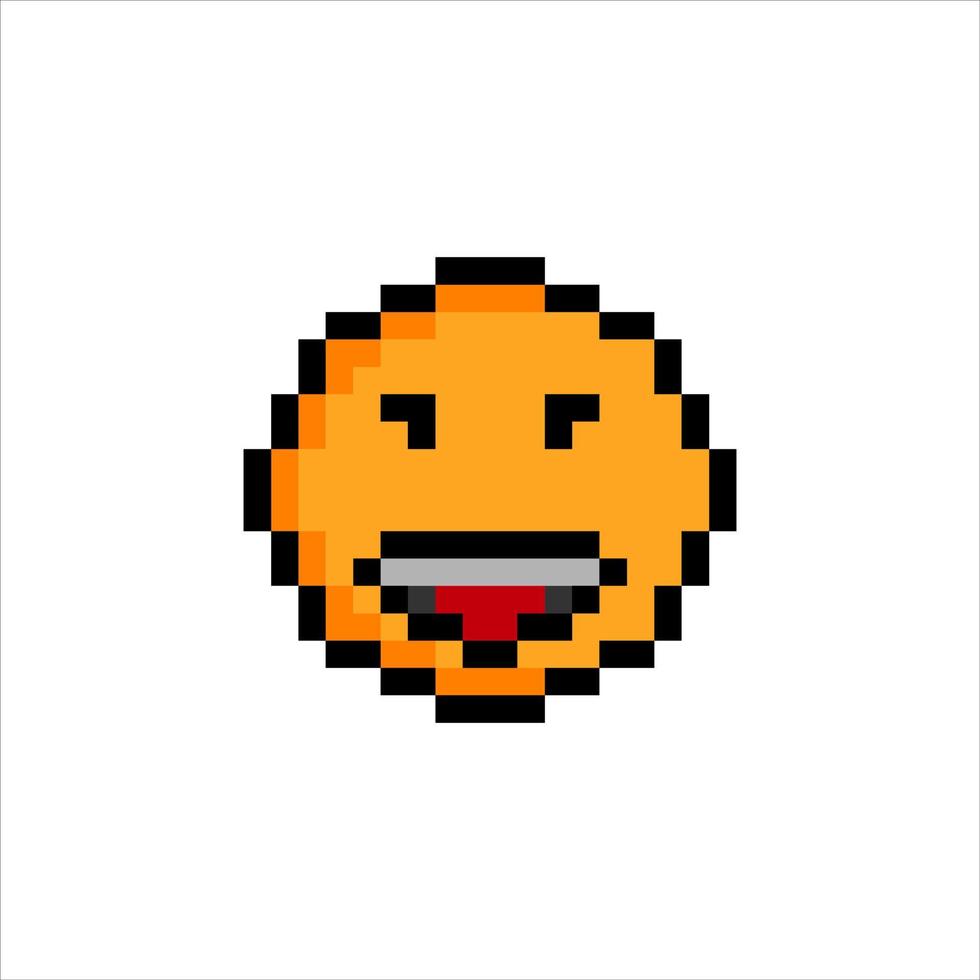 emoji o emoticon icona della faccia in pixel art. illustrazione vettoriale. vettore