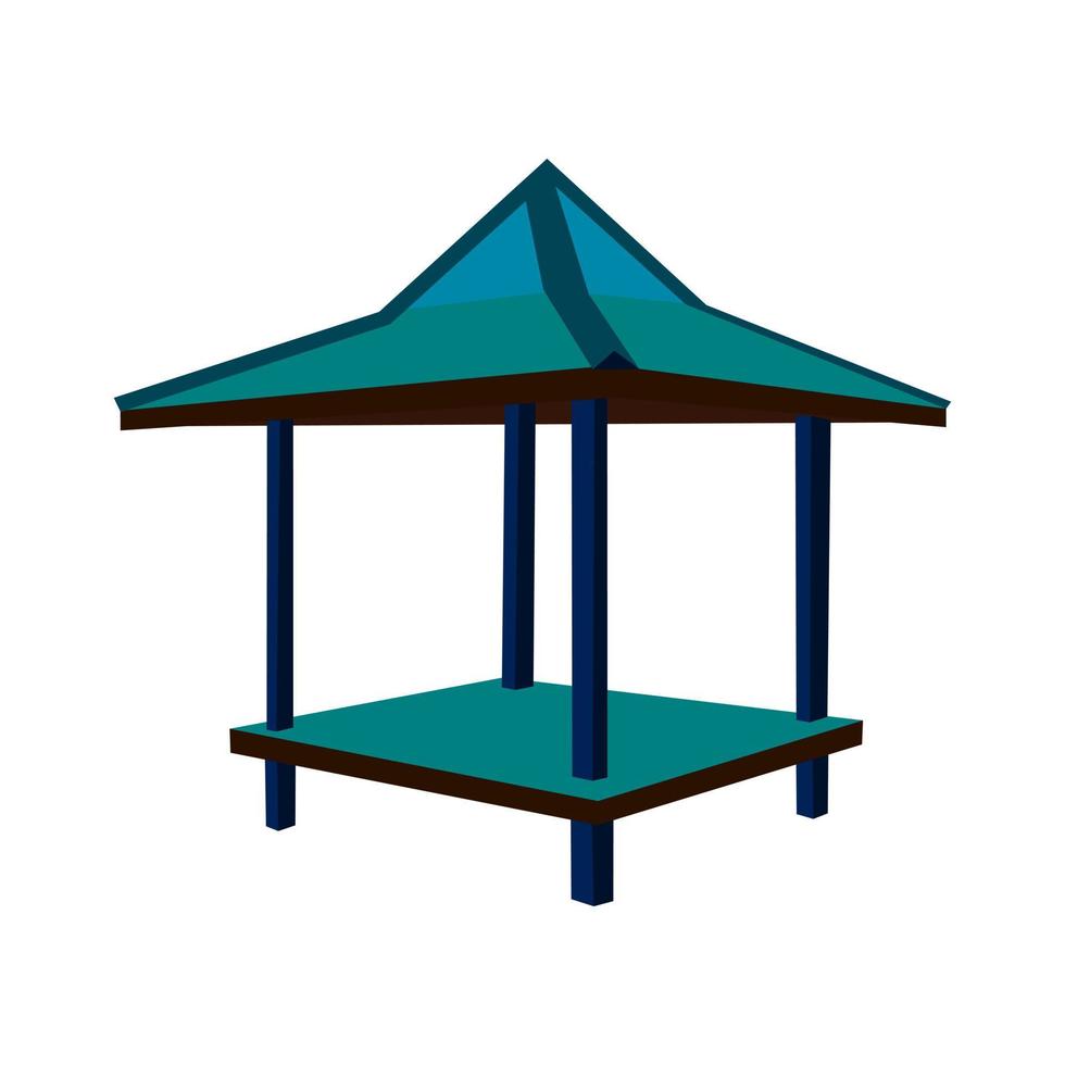 gazebo in legno illustrazione vettoriale. disegno vettoriale casa tradizionale indonesiana.