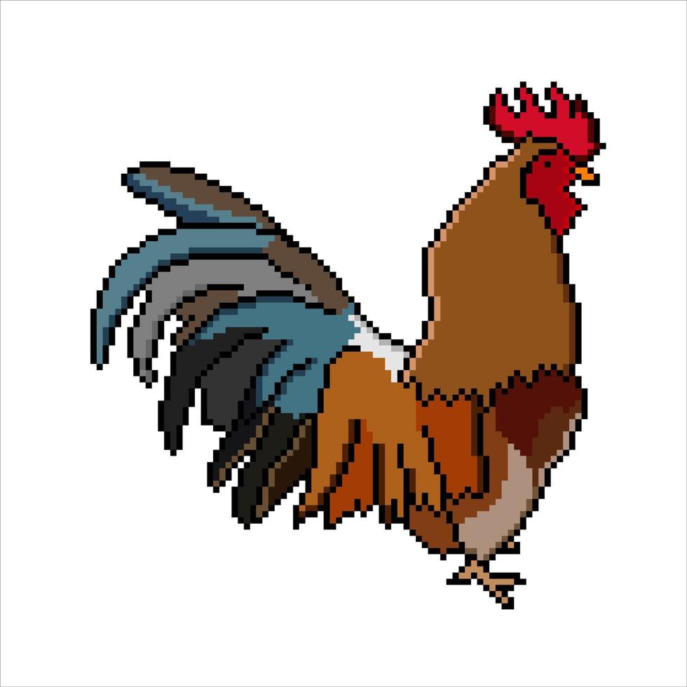 pixel art con gallo. illustrazione vettoriale. vettore