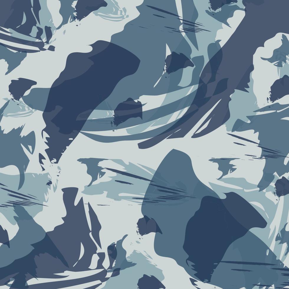 astratto pennello arte camouflage blu mare modello sfondo militare pronto per il tuo design vettore