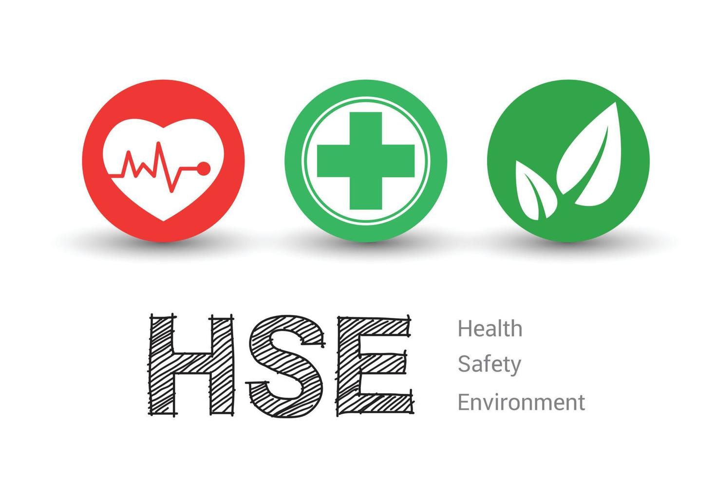 concetto di hse, acronimo dell'ambiente di sicurezza sanitaria, disegno vettoriale