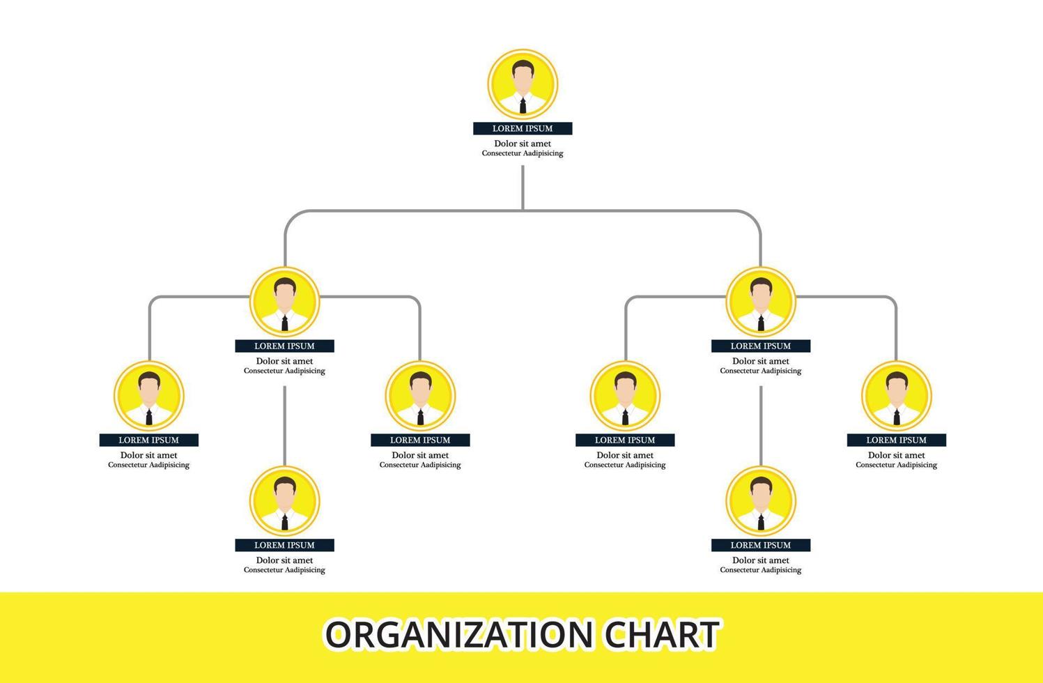 infografica organigramma con icona persone e linea astratta, struttura aziendale. vettore