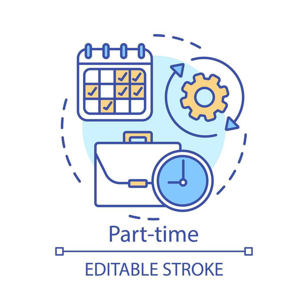 icona del concetto part-time. illustrazione di linea sottile di idea di occupazione temporanea ea breve termine. reclutamento di lavoro. orario di lavoro ridotto, orario flessibile. disegno di contorno isolato vettoriale. tratto modificabile vettore