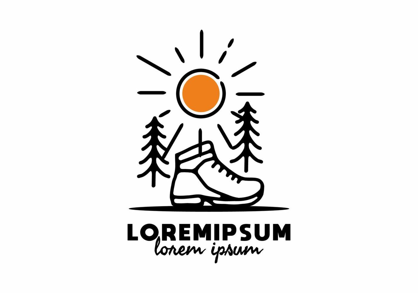 scarpe da montagna line art con testo lorem ipsum vettore