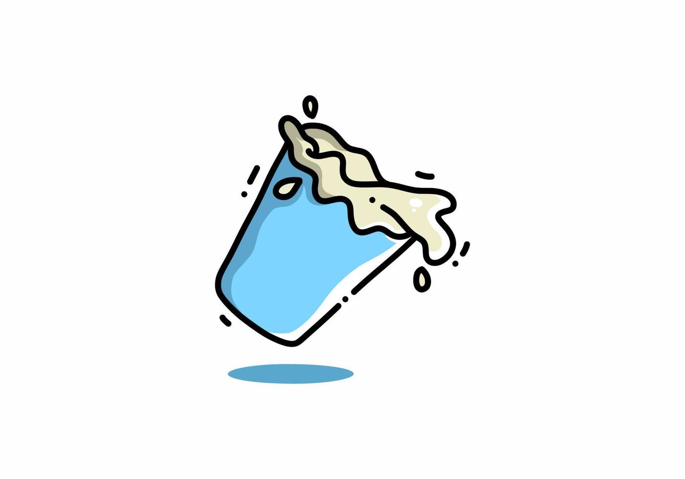 semplice illustrazione kawaii di latte in un bicchiere vettore