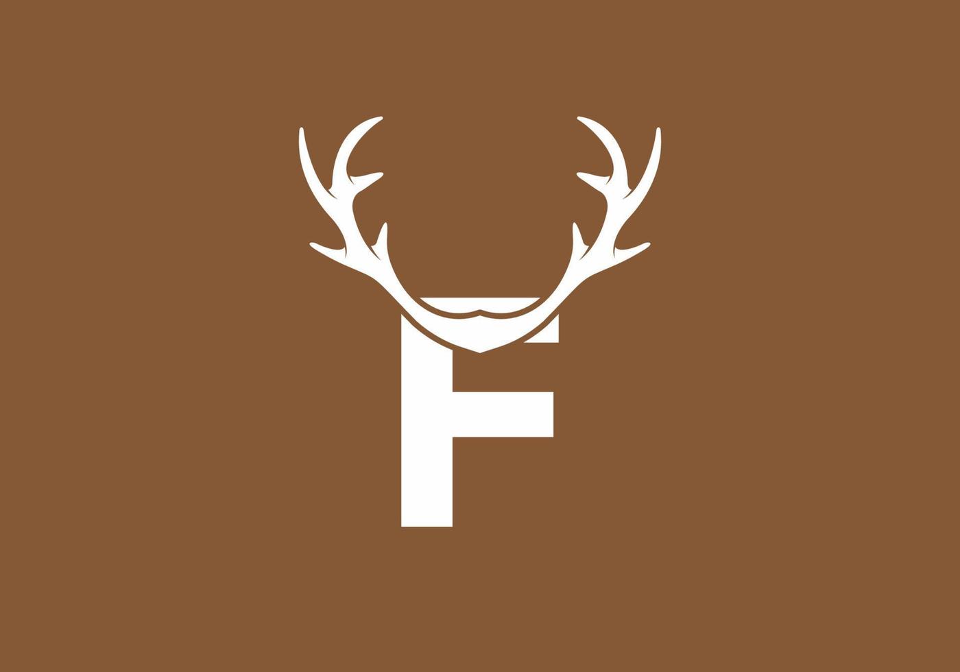 colore bianco marrone della lettera iniziale f con corno di cervo vettore