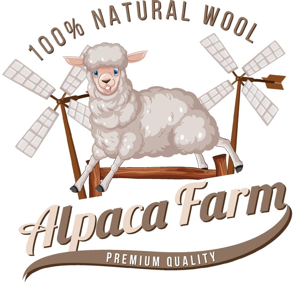 logo della fattoria di alpaca per prodotti di lana vettore