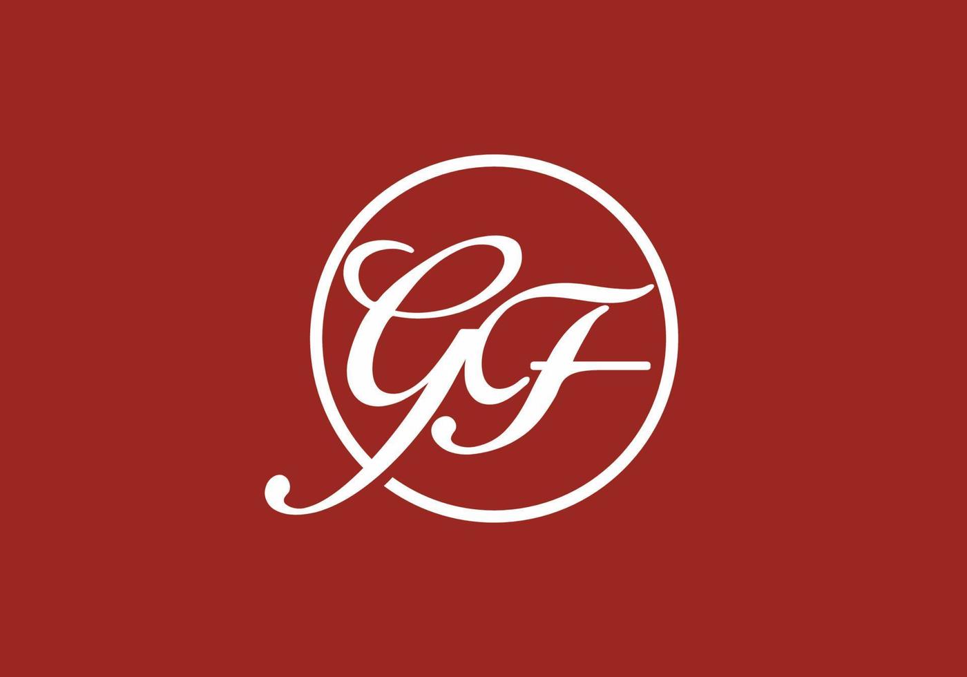 logo della lettera iniziale gf bianco rosso vettore