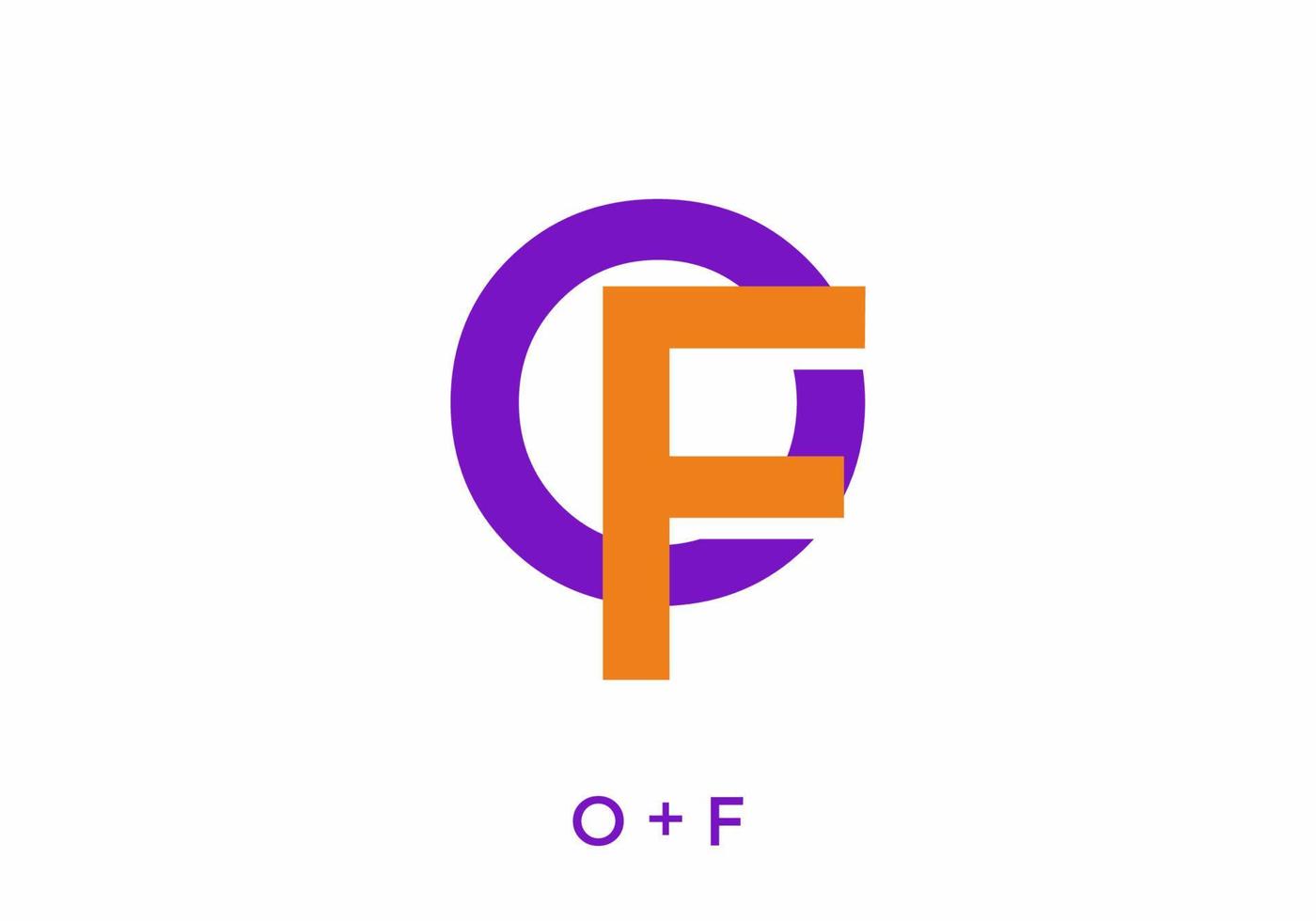 colore arancione viola della lettera iniziale o e f vettore
