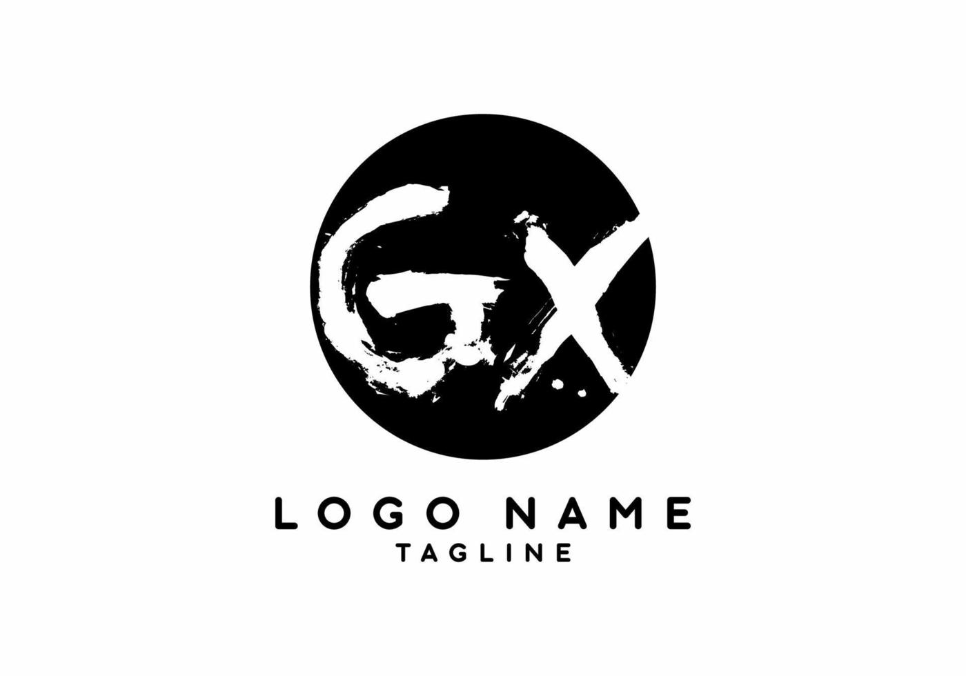 lettera iniziale bianca nera gx nel logo del cerchio vettore