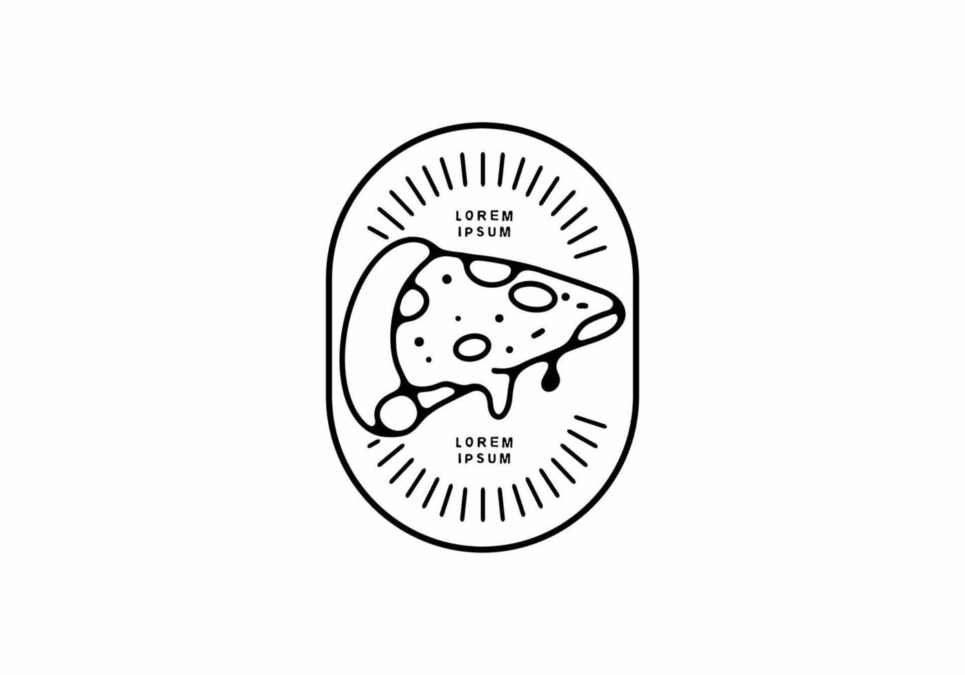 fetta di pizza line art in forma ovale vettore