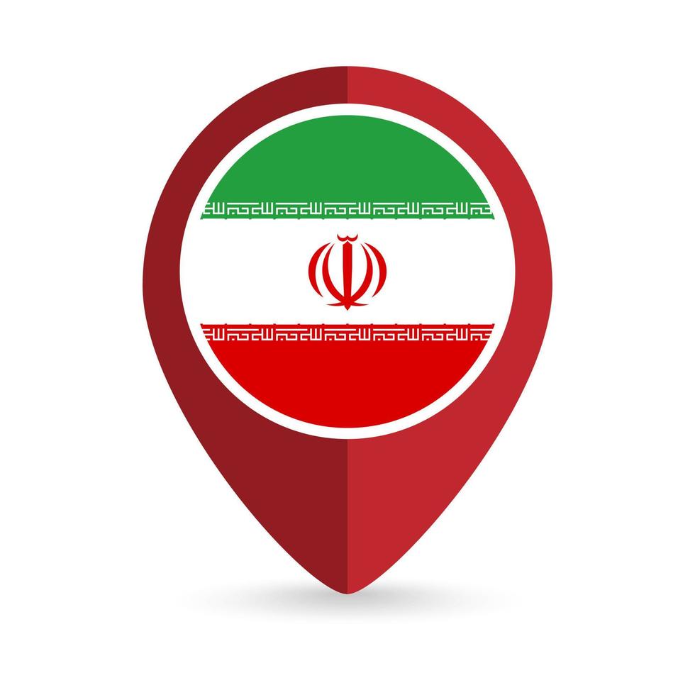 puntatore mappa con paese iran. bandiera iraniana. illustrazione vettoriale. vettore