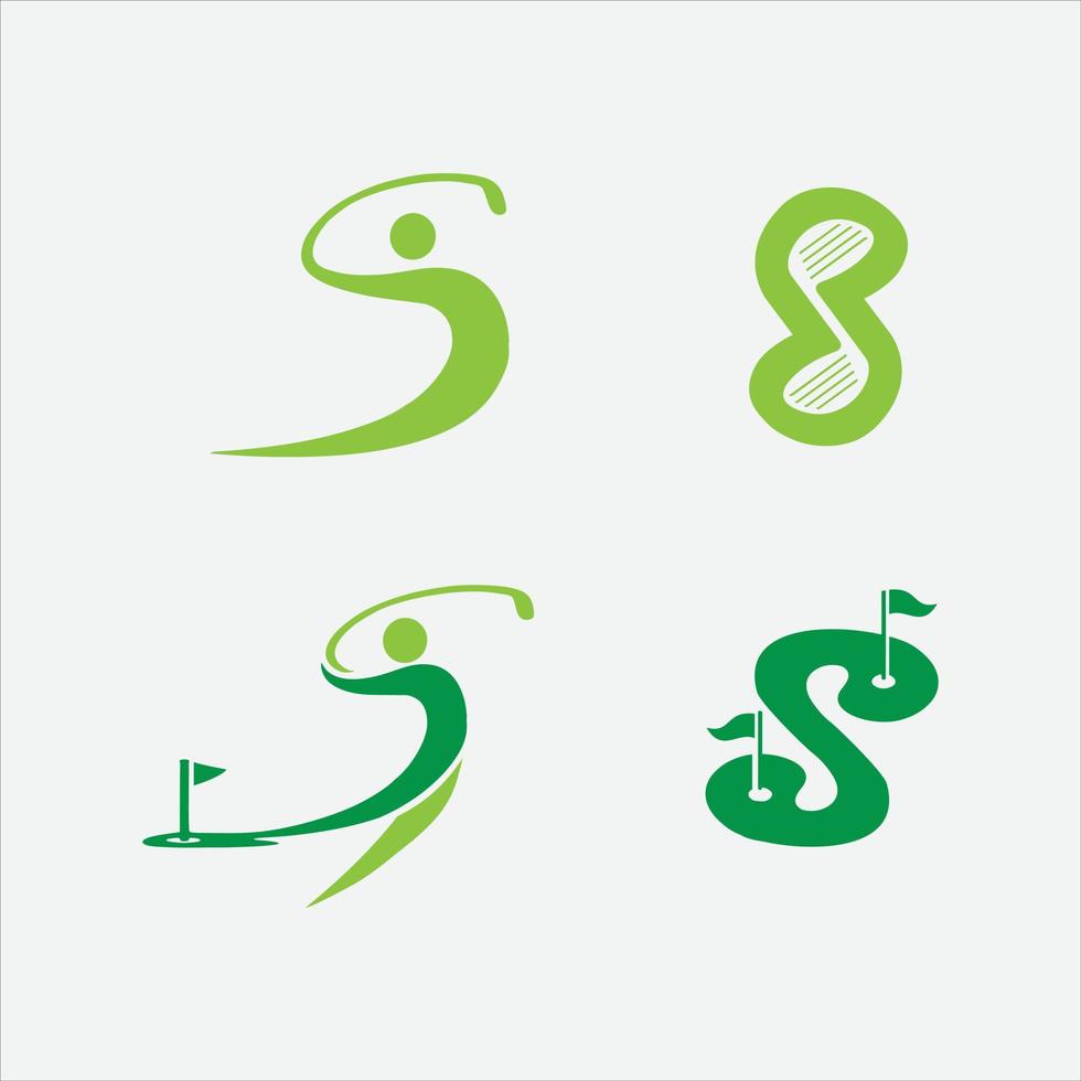 golf s iniziale con illustrazione del design del logo vettoriale dell'icona del golfista. icona simbolo della lettera s.