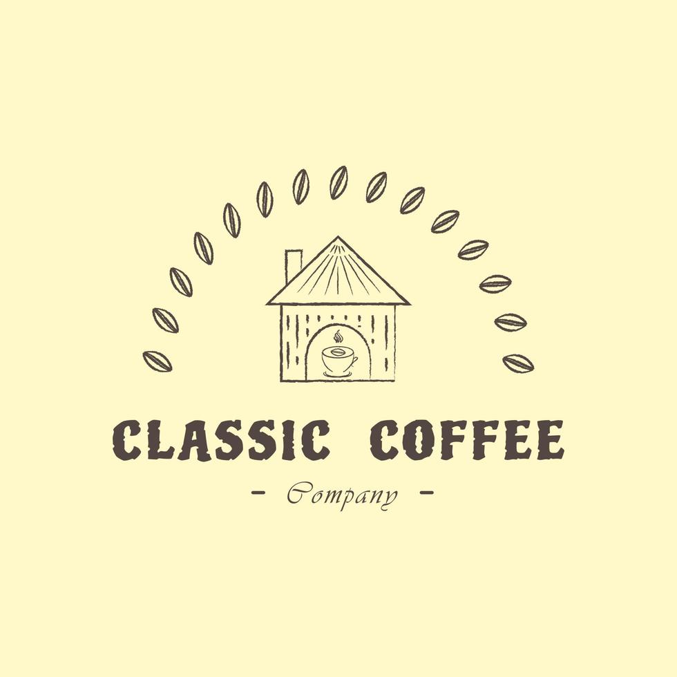 logo di design vintage classico da caffetteria. logo della caffetteria rurale vettore
