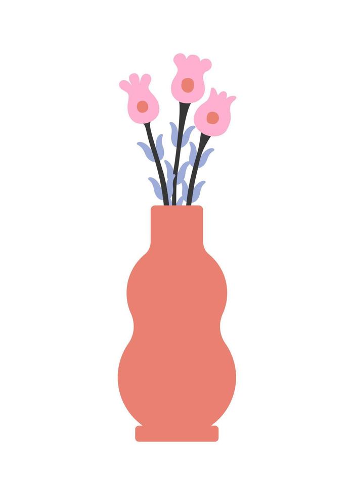 poster per le vacanze con un bouquet di fiori in un vaso. illustrazione vettoriale vintage per carta di pasqua
