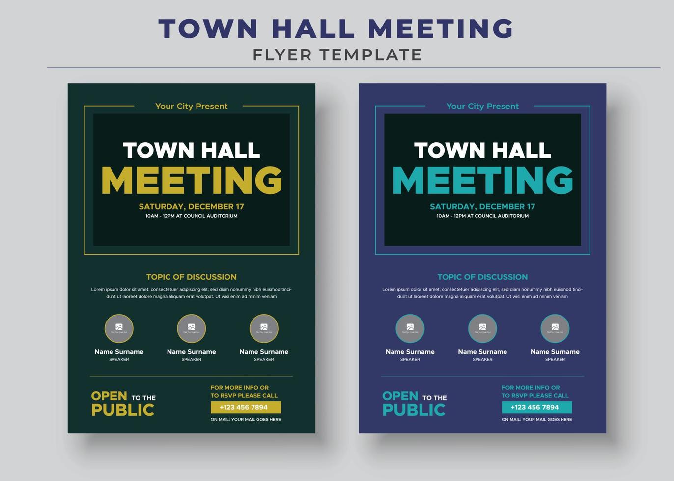 modelli di volantini per riunioni del municipio, volantini e poster del municipio vettore