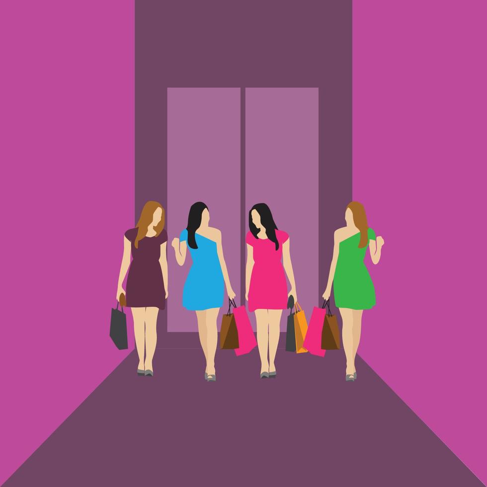 donne che fanno shopping insieme vettore