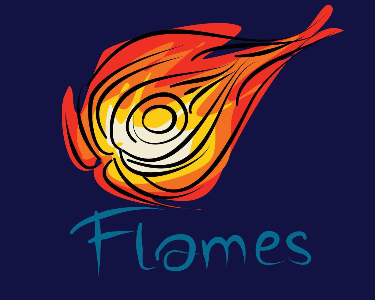 disegno del logo fuoco o fiamme nell'illustrazione vettoriale per il design della maglietta