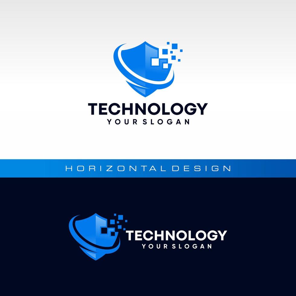 scudo tecnologia logo icona vettore d'archivio