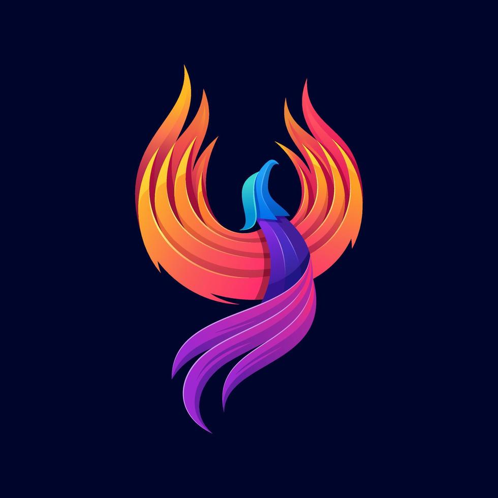 modello vettoriale di progettazione del logo astratto dell'uccello di fuoco della fenice volante