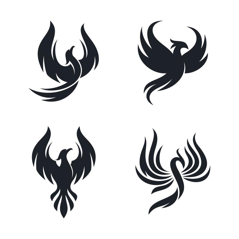modello vettoriale di progettazione del logo astratto dell'uccello di fuoco della fenice volante