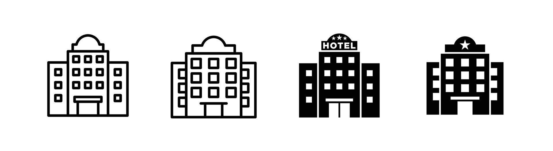 elemento di design dell'icona dell'edificio dell'hotel adatto per sito Web, design di stampa o app vettore