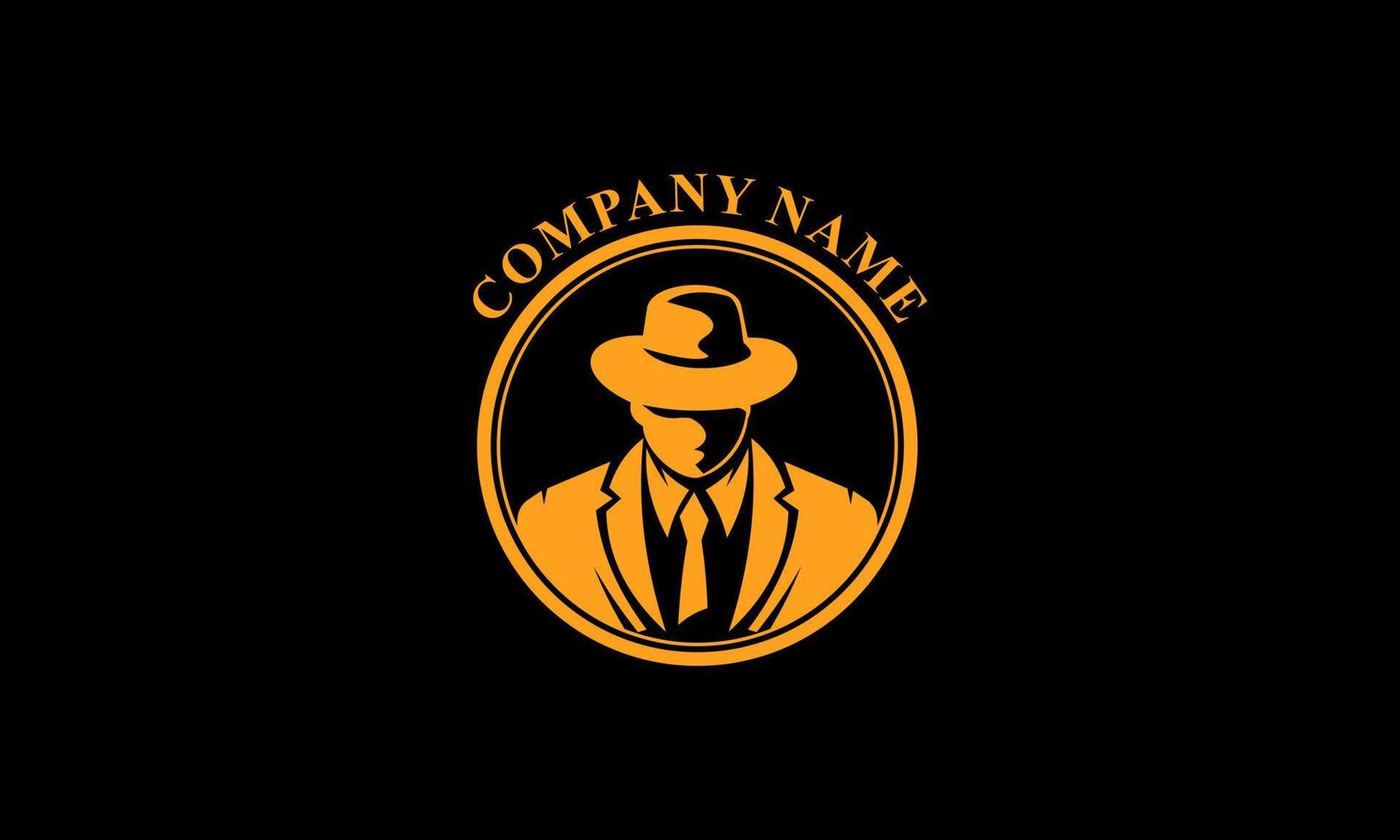 emblemi del logo della mafia con la testa degli uomini della siluetta astratta del carattere nel cappello. illustrazione vettoriale d'epoca