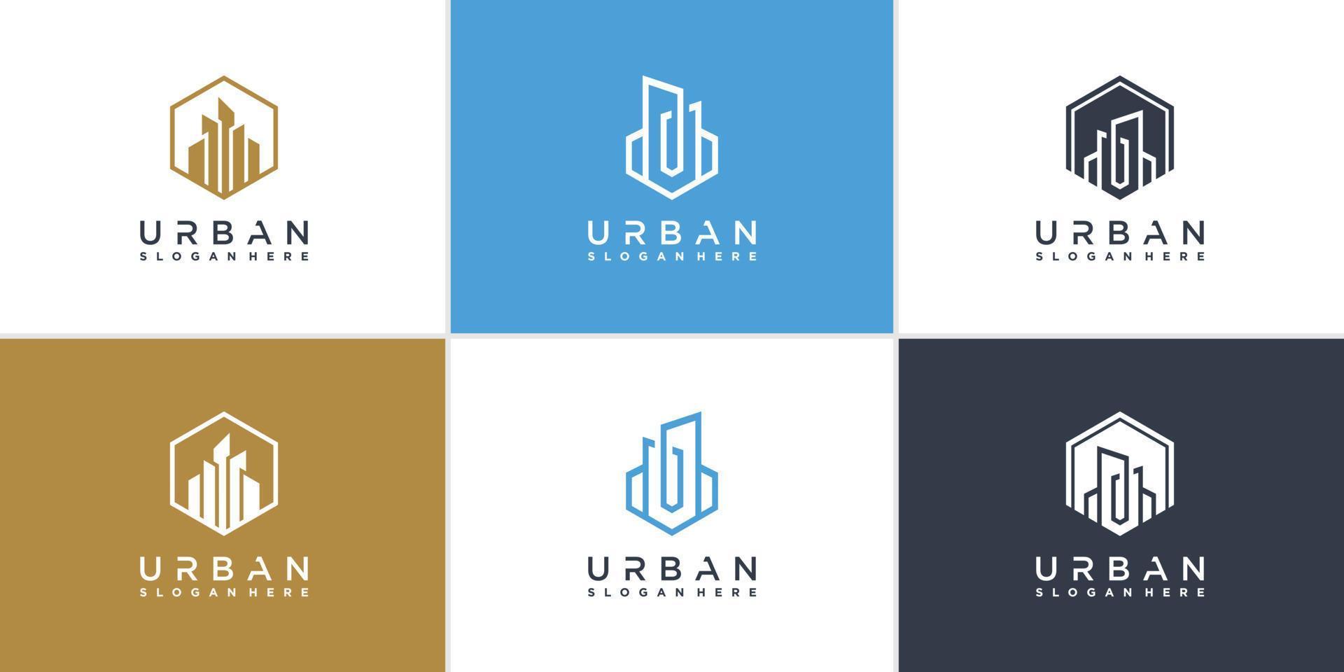 collezione di logo urbano con vettore premium in stile linea moderna