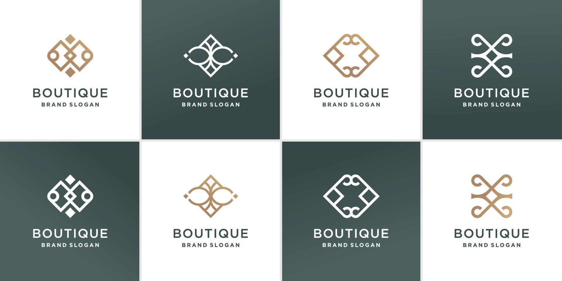 collezione di logo boutique con vettore premium di linea di bellezza