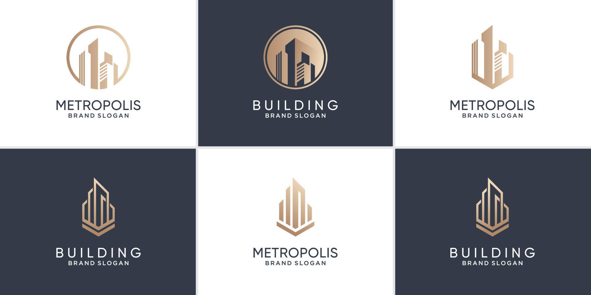 set di raccolta logo edificio per vettore premium società immobiliare, edilizia o affitto