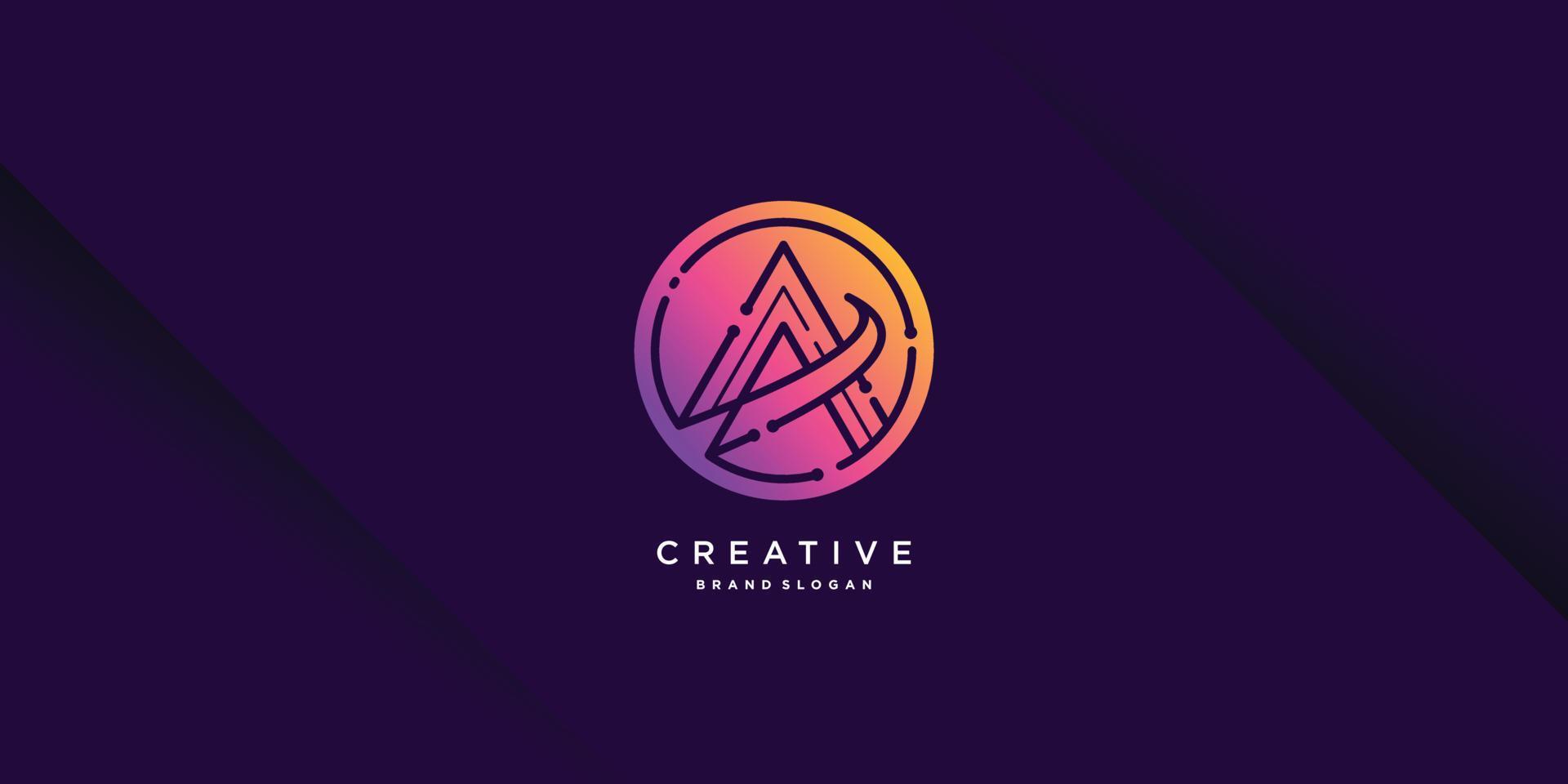 logo della tecnologia creativa con iniziale a per azienda, industria, persona, vettore parte 6