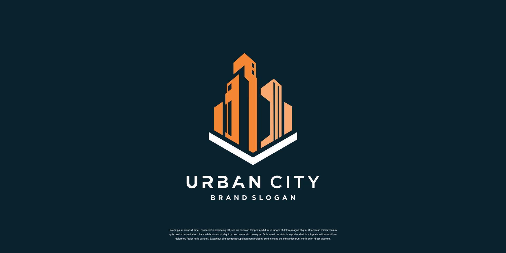 modello di logo della città urbana con vettore premium di concetto creativo