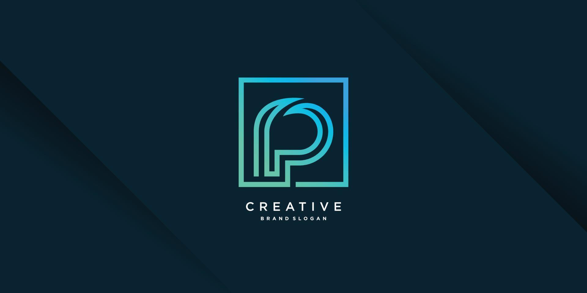 modello di logo moderno creativo p con stile unico, tecnologia, computer, dati, parte 8 vettore