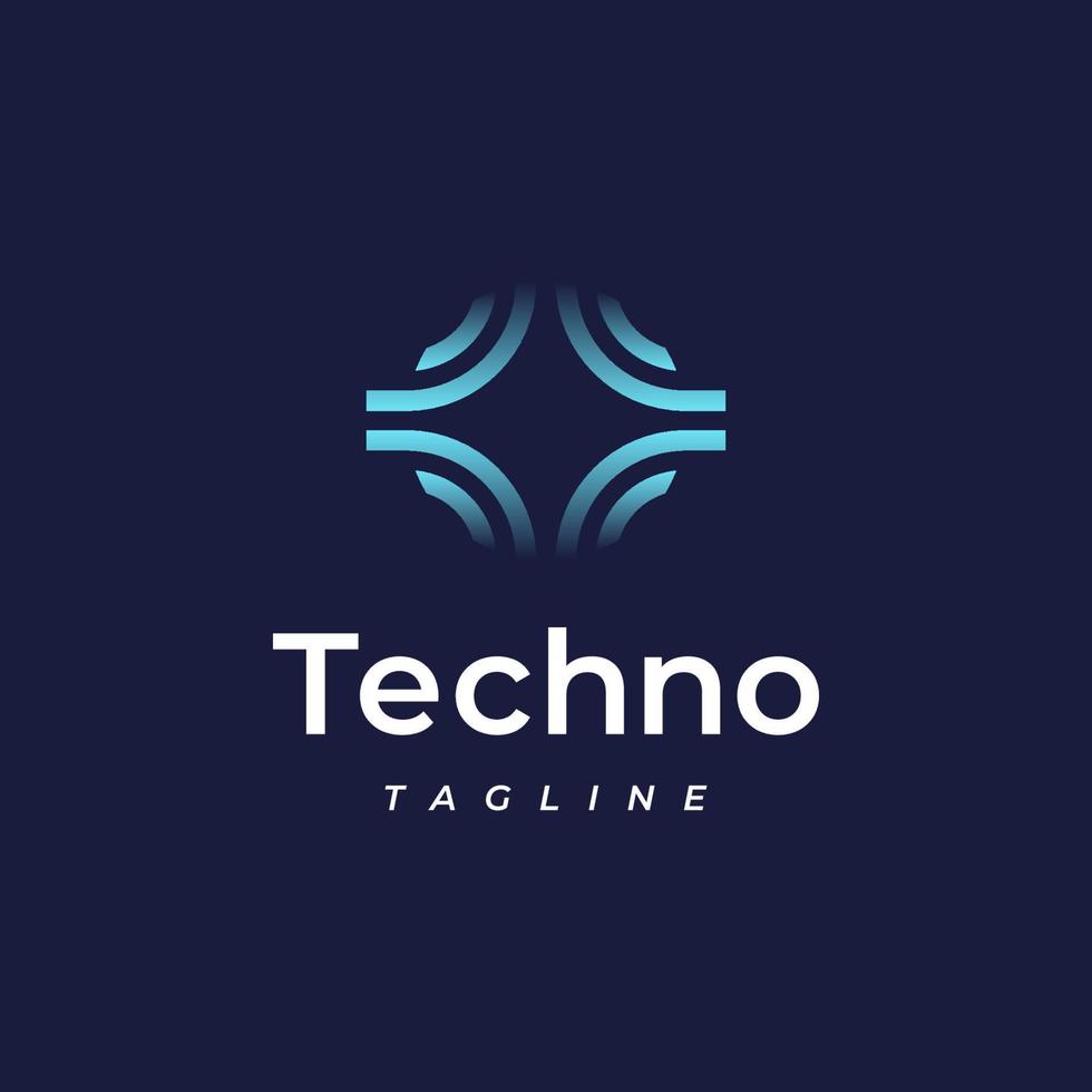 logo colorato gradiente chip di tecnologia vettore