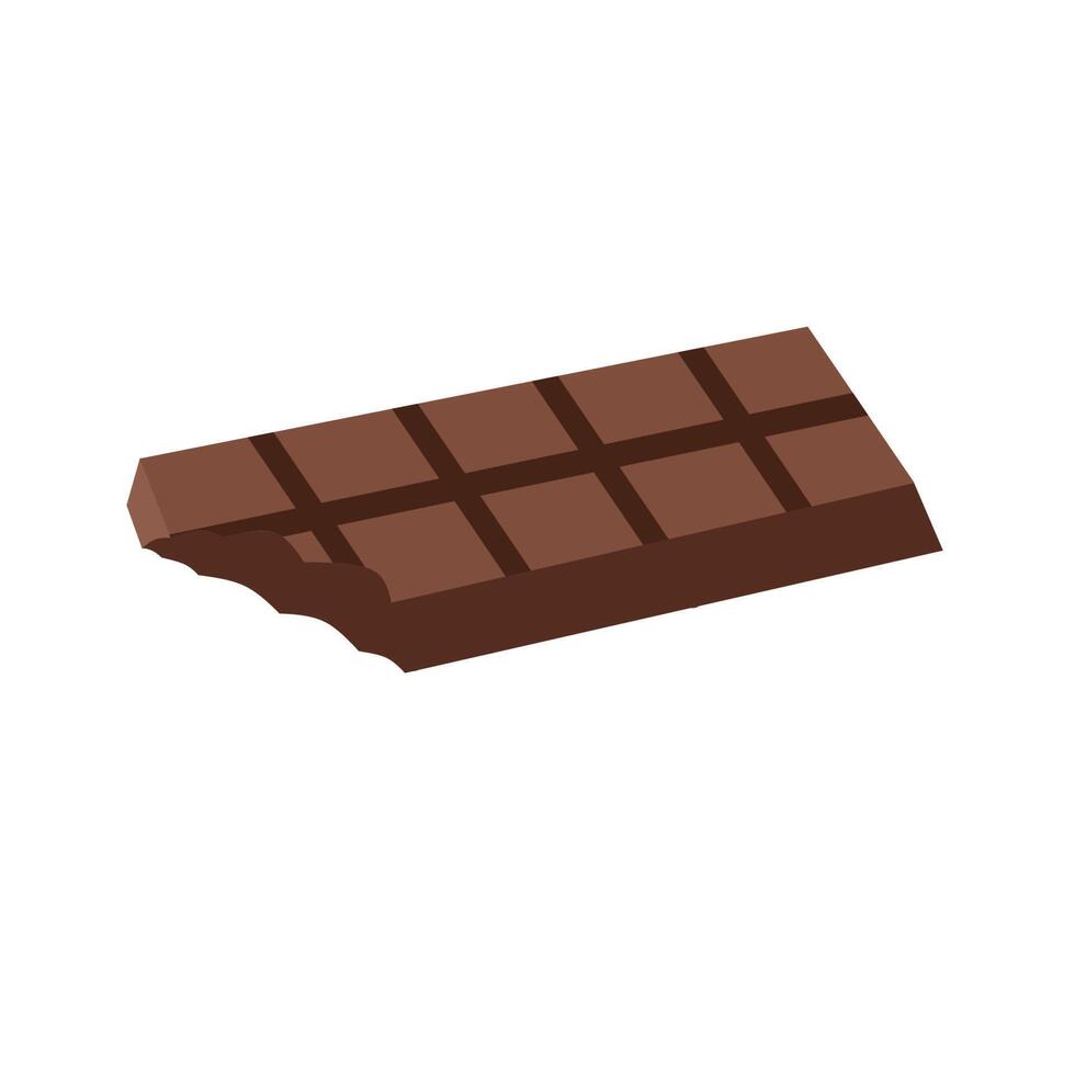 vettore di barretta di cioccolato. morso di cioccolato. design al cioccolato dolce in stile realistico su sfondo bianco. ottimo per immagini di marchi aziendali di cioccolato, loghi web e pacchetti di snack.