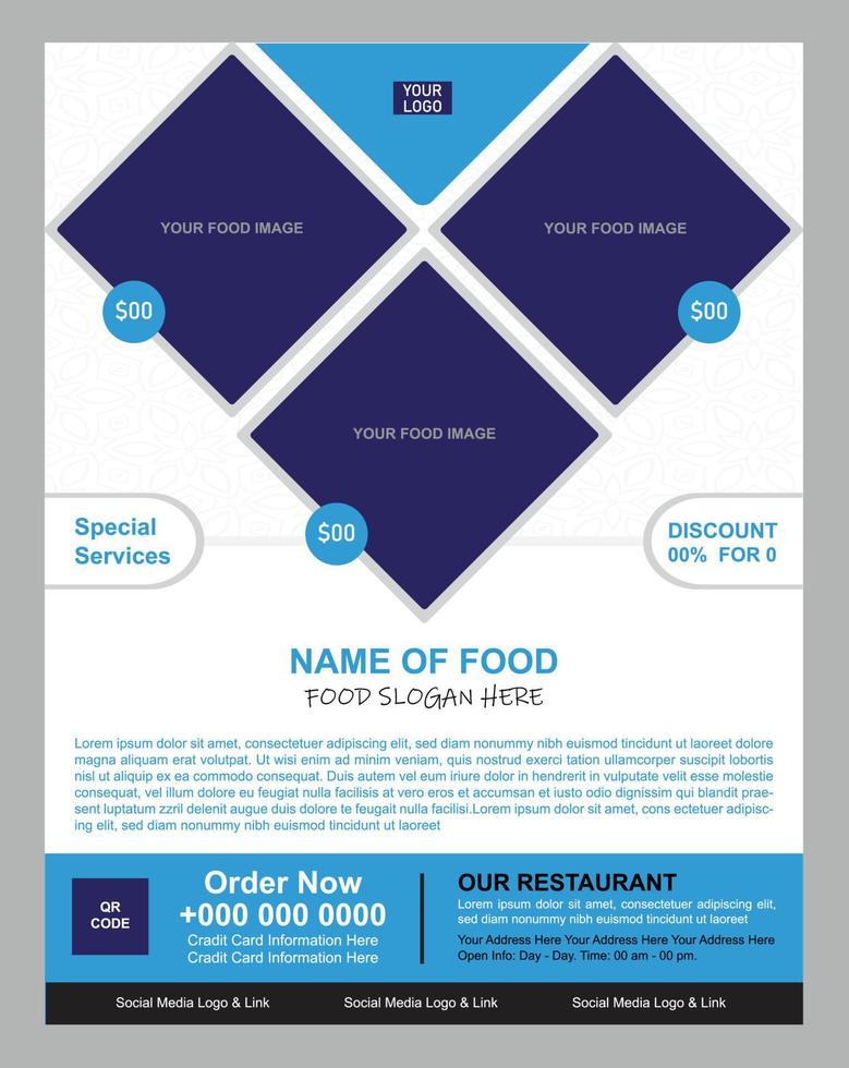 design di volantini alimentari per il tuo ristorante vettore