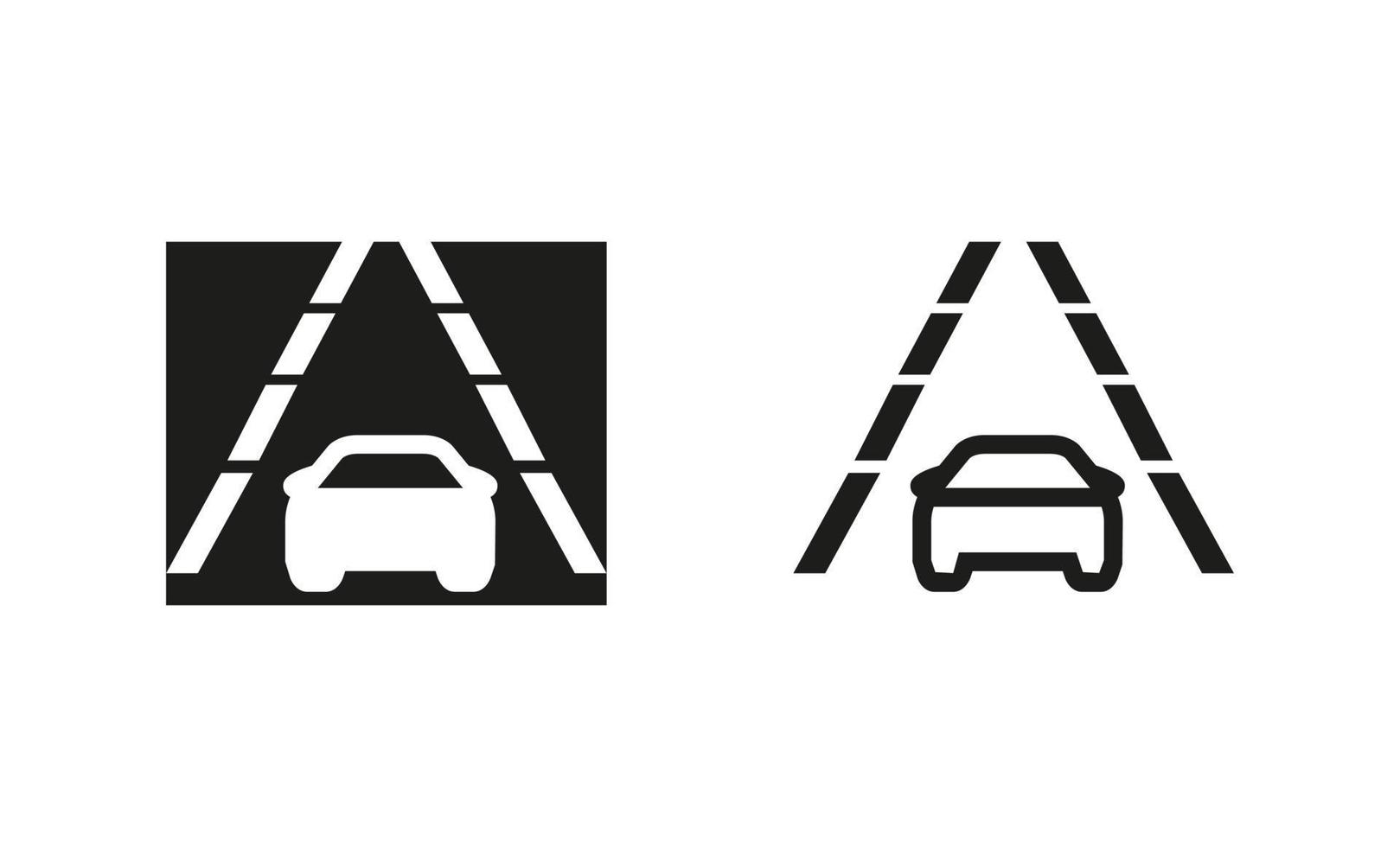 icona di tracciamento della corsia automobilistica. silhouette e logo originale lineare. simbolo del segno di stile contorno semplice. illustrazione vettoriale isolato su sfondo bianco. eps 10.