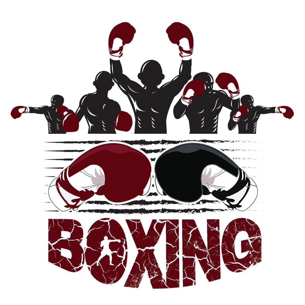 illustrazione del concetto di cinque vincitori per il logo di boxe vettore