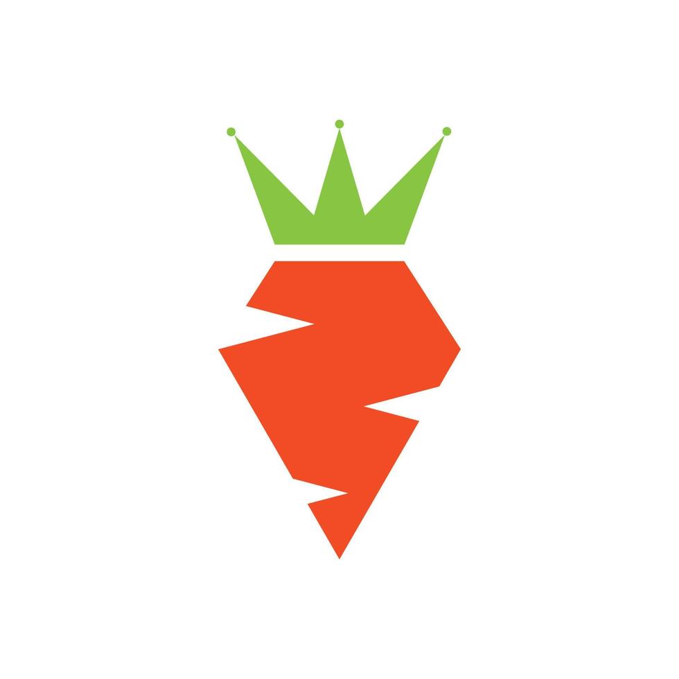 modello moderno di progettazione del logo del re della carota. disegno dell'icona di carota. illustrazione di arte vettoriale