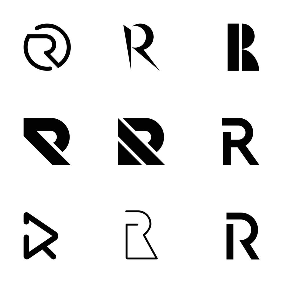 set di monogramma lettera r logo disegno vettoriale