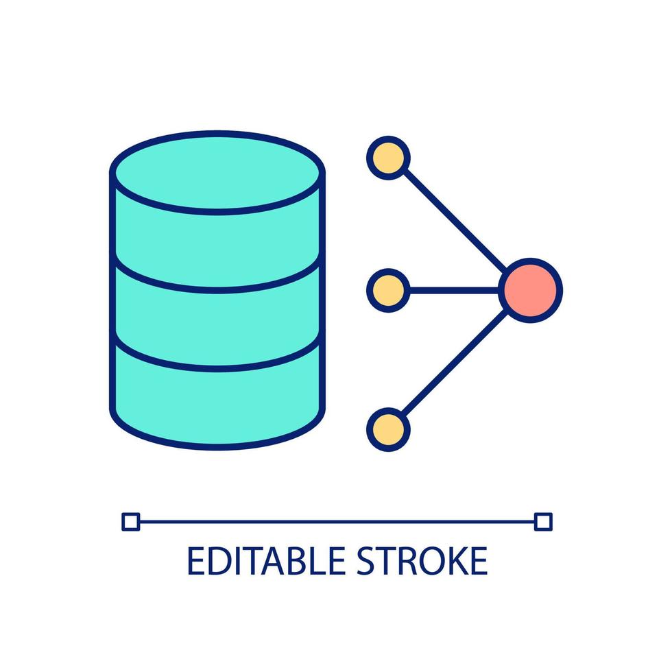 icona del colore rgb del datacenter. compressione dei dati per l'archiviazione su cloud. sviluppo software per server. illustrazione vettoriale isolata. semplice disegno a tratteggio pieno. tratto modificabile.