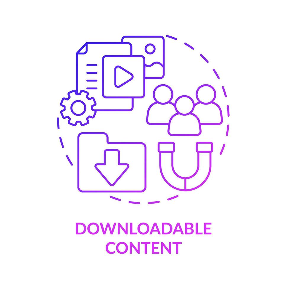 icona del concetto di contenuto sfumato viola scaricabile. generazione di lead. illustrazione di linea sottile di idea astratta di marketing. disegno di contorno isolato. vettore