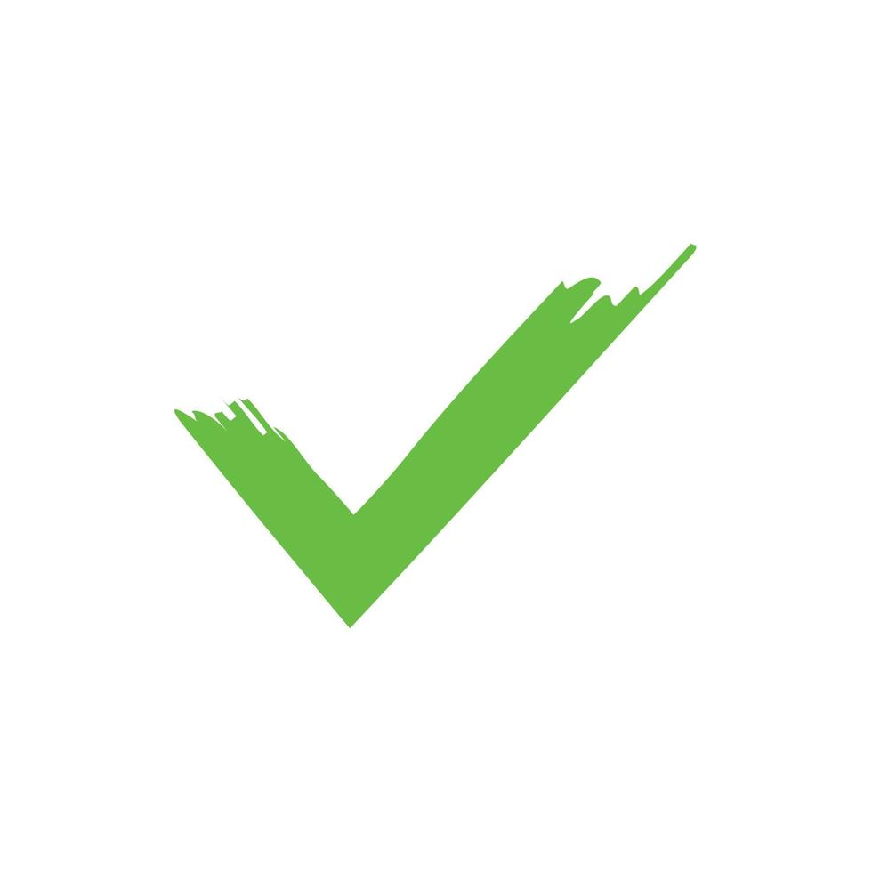 icona del segno di spunta verde del pennello. simbolo di spunta nel vettore di colore verde