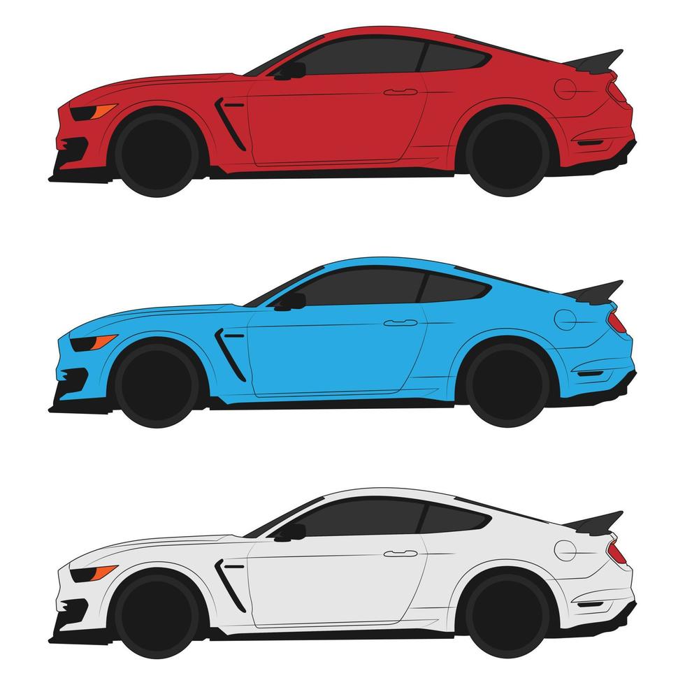 illustrazione di auto sportiva americana in stile cartone animato piatto vettore