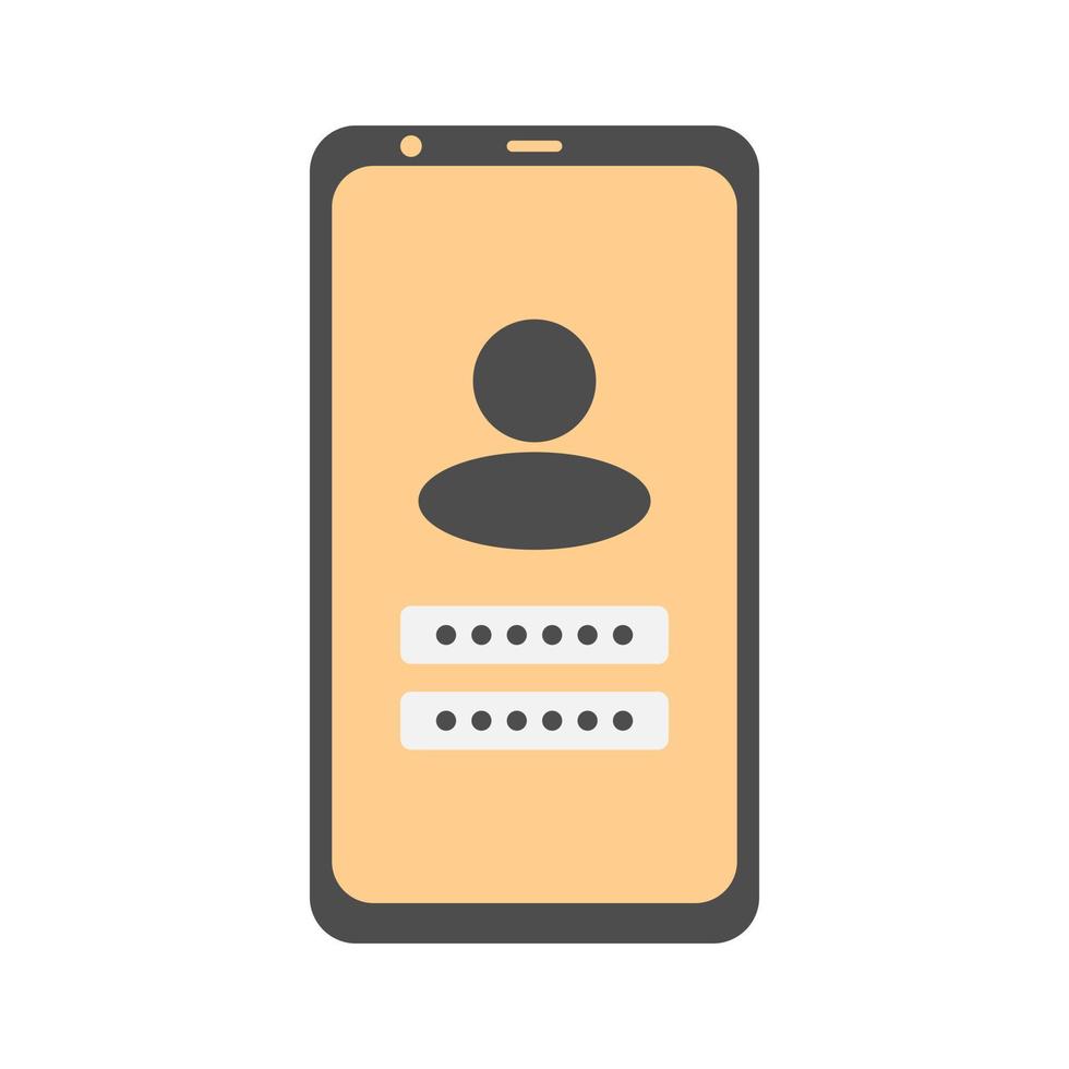 modulo di accesso e password dell'account nell'app per smartphone. illustrazione vettoriale minima