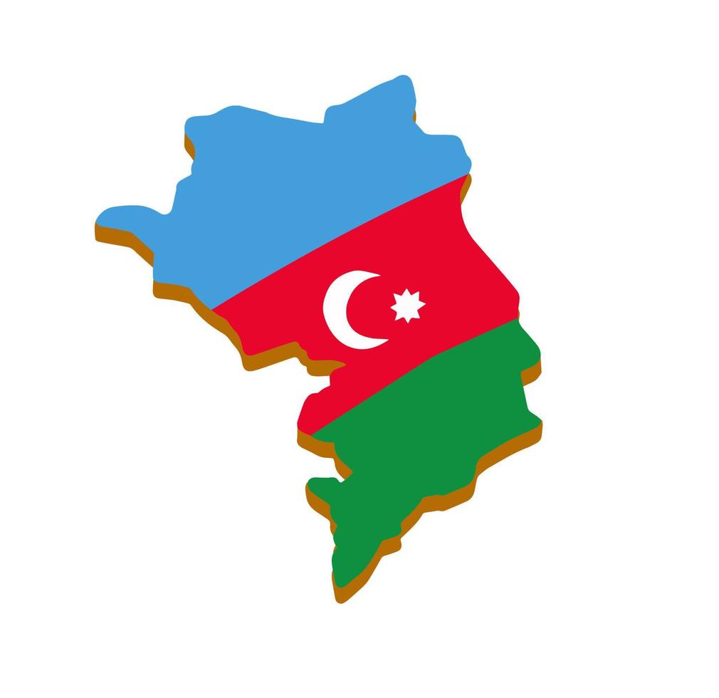 mappa della repubblica del nagorno-karabakh. stato caucasico sullo sfondo della bandiera dell'azerbaigian. territorio conteso dell'armenia. cartone animato piatto vettore