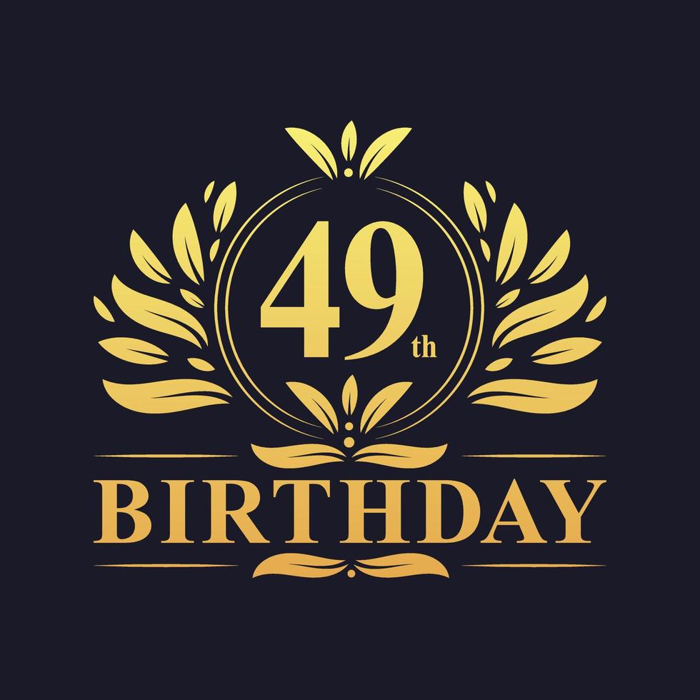 logo di lusso per il 49° compleanno, celebrazione di 49 anni. vettore