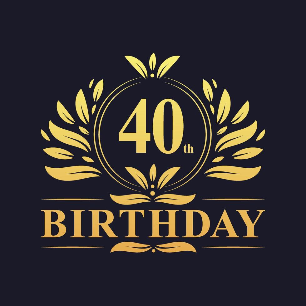 logo di lusso per il 40° compleanno, celebrazione dei 40 anni. vettore