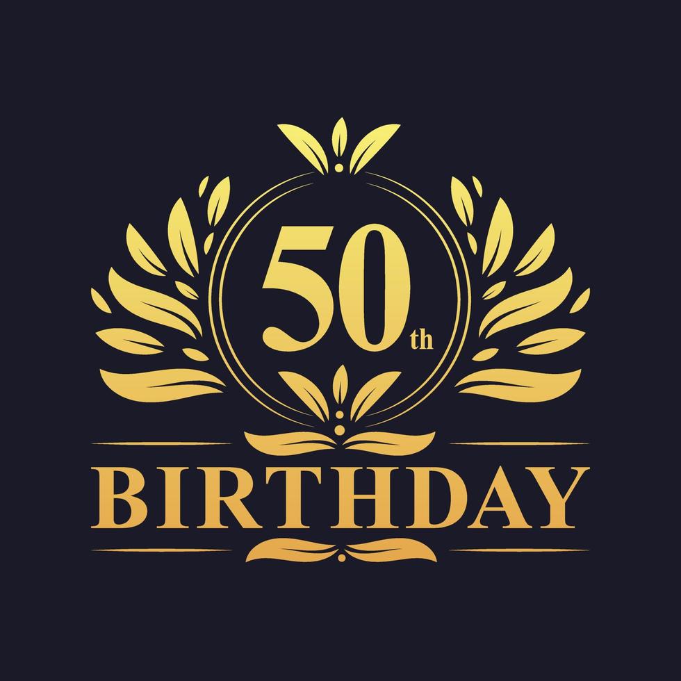 logo di lusso per il 50° compleanno, celebrazione dei 50 anni. vettore