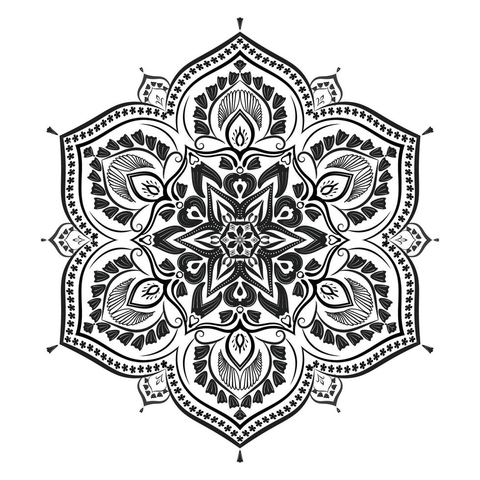 motivo circolare disegnato a mano a forma di mandala per mehndi, tatuaggio, decorazione, henné, pagina del libro da colorare. vol-14 vettore